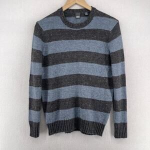 CULLEN Sweater Mens S Speckled Striped Lambswool Pullover Jumper Blue VTG